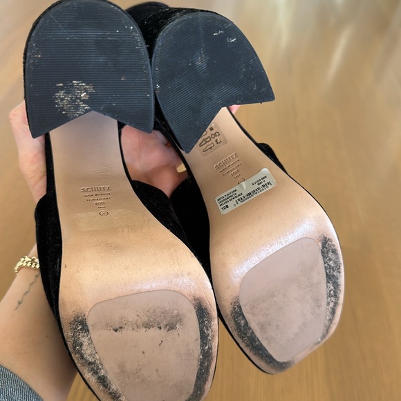 Schutz Black Velvet Aryia Platform Sandal - Picture 13 of 14